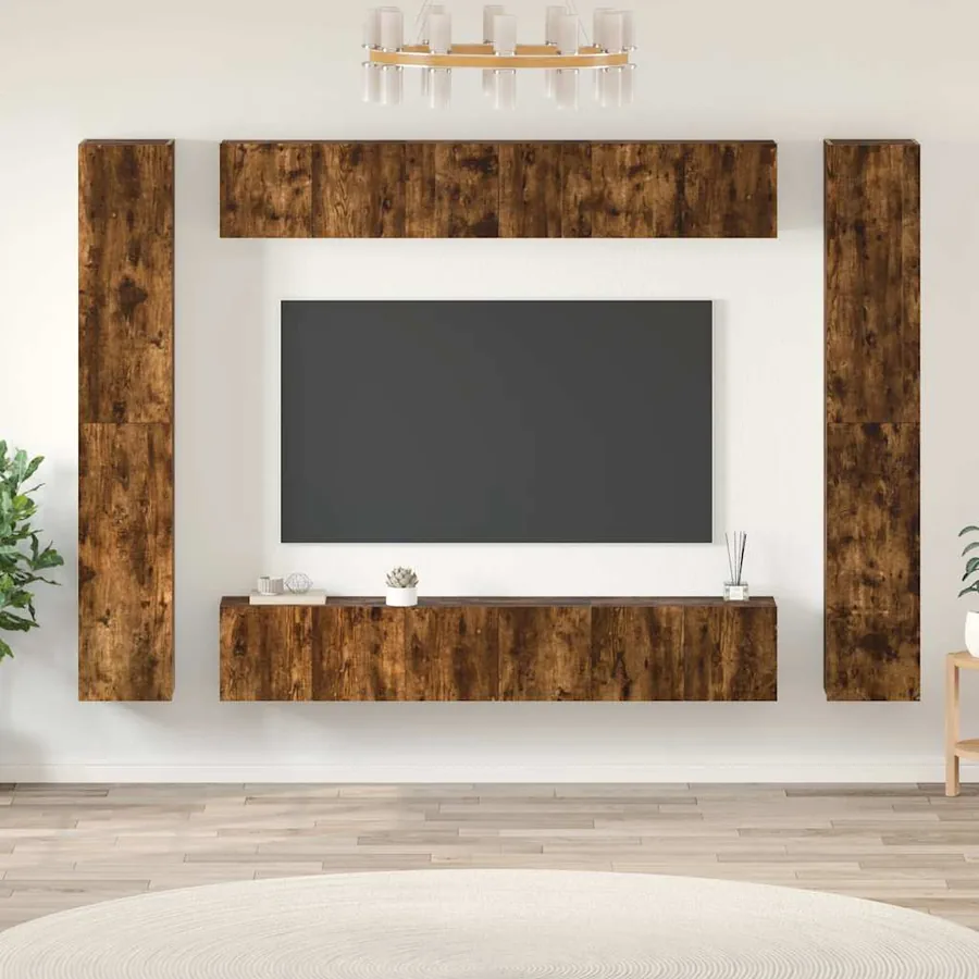 Ensemble de meubles TV 10 pcs Chêne fumé Bois d'ingénierie