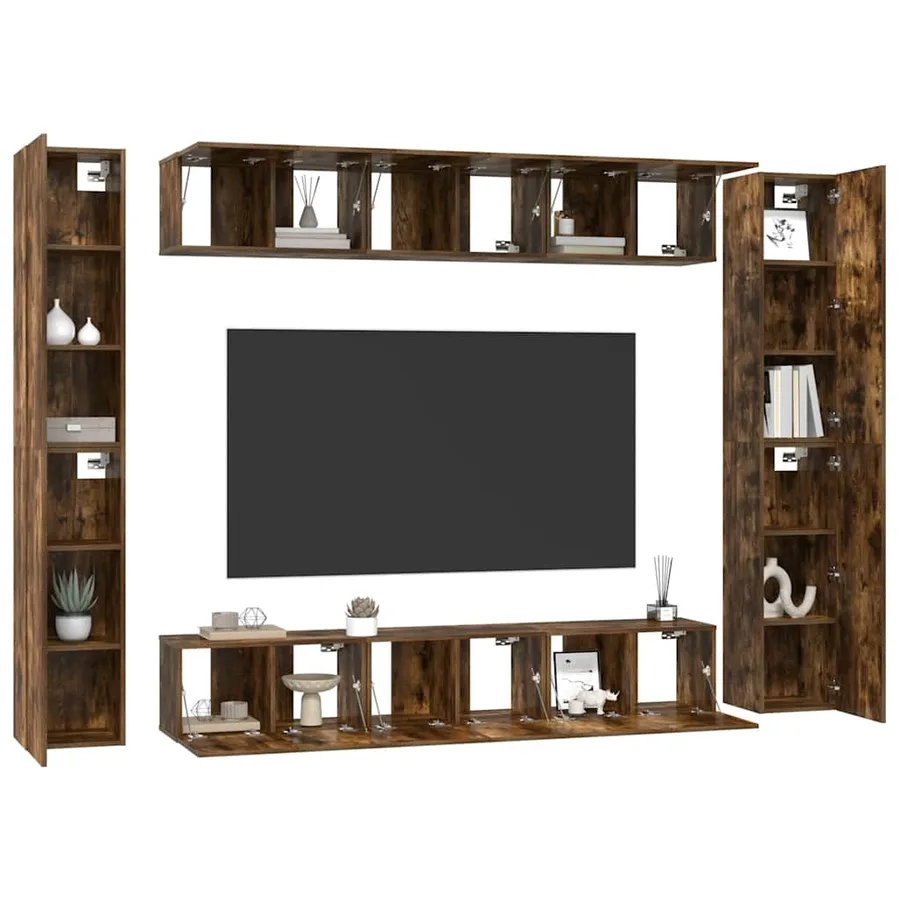 Ensemble de meubles TV 10 pcs Chêne fumé Bois d'ingénierie - 4