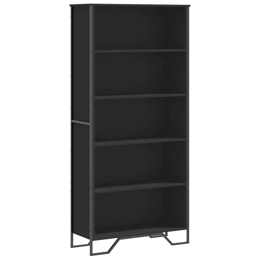 Bibliothèque noir 80x31x169 cm bois d’ingénierie - 2