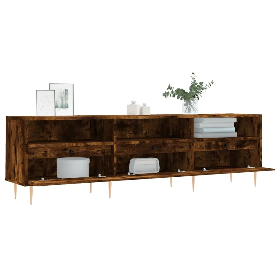 Meuble TV chêne fumé 150x30x44,5 cm bois d'ingénierie - 4