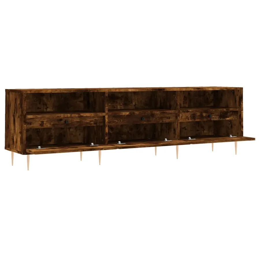 Meuble TV chêne fumé 150x30x44,5 cm bois d'ingénierie - 6
