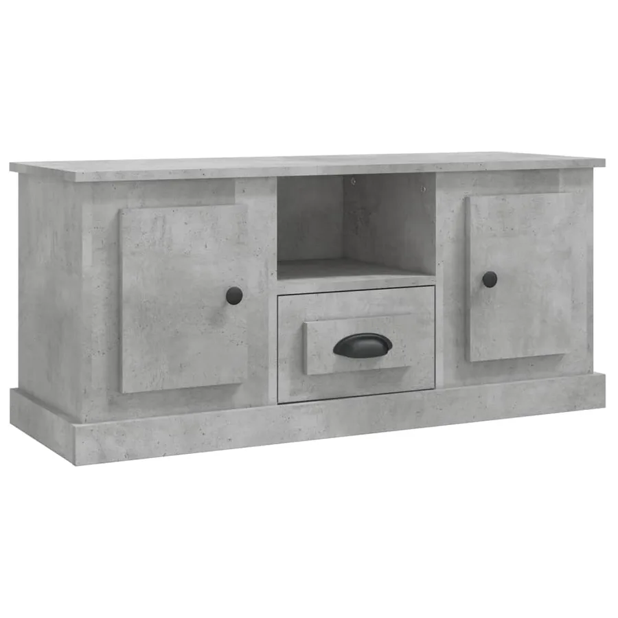 Meuble TV gris béton 100x35,5x45 cm bois d'ingénierie - 2