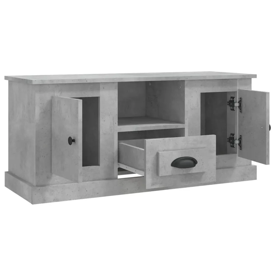 Meuble TV gris béton 100x35,5x45 cm bois d'ingénierie - 8