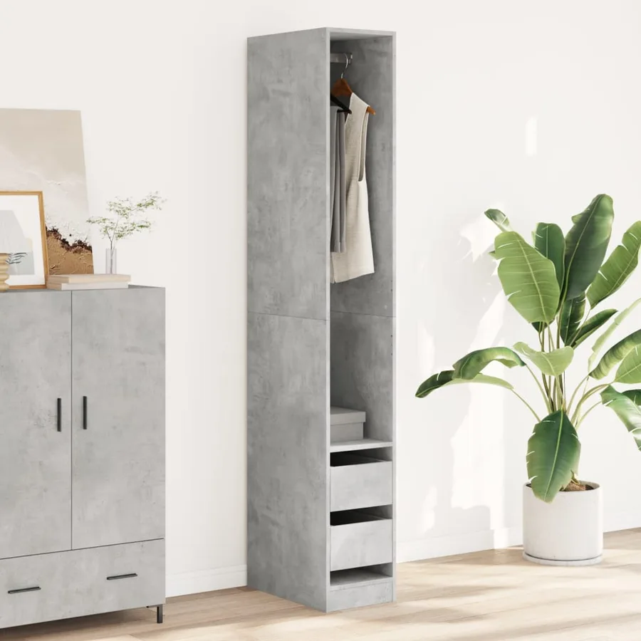 Garde-robe gris béton 30x50x200 cm bois d'ingénierie - 3