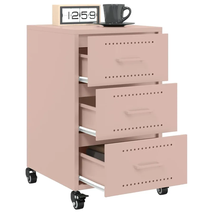 Table de chevet rose 36x39x59 cm acier - 5