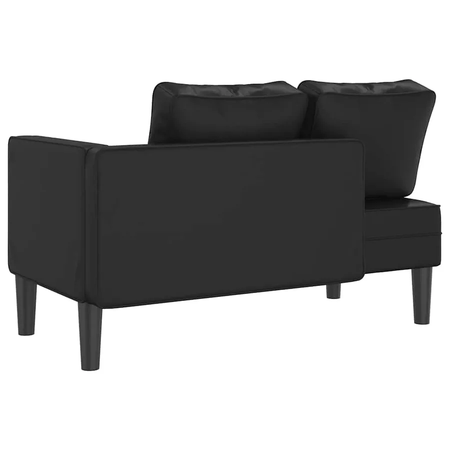 Chaise longue avec coussins noir similicuir - 5