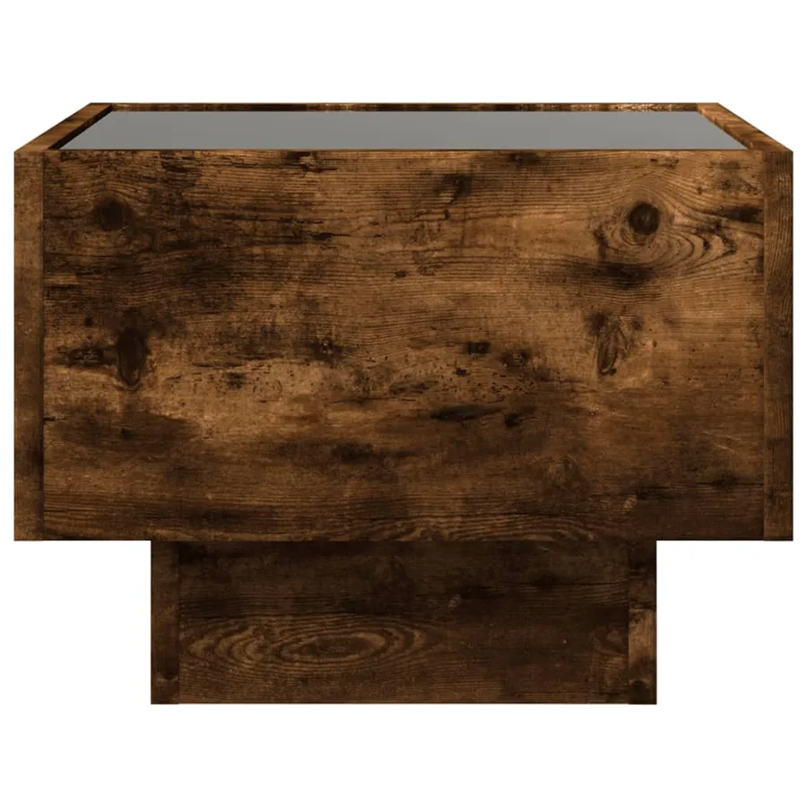 Table de chevet avec LED infini chêne fumé 40x40x30 cm - 6