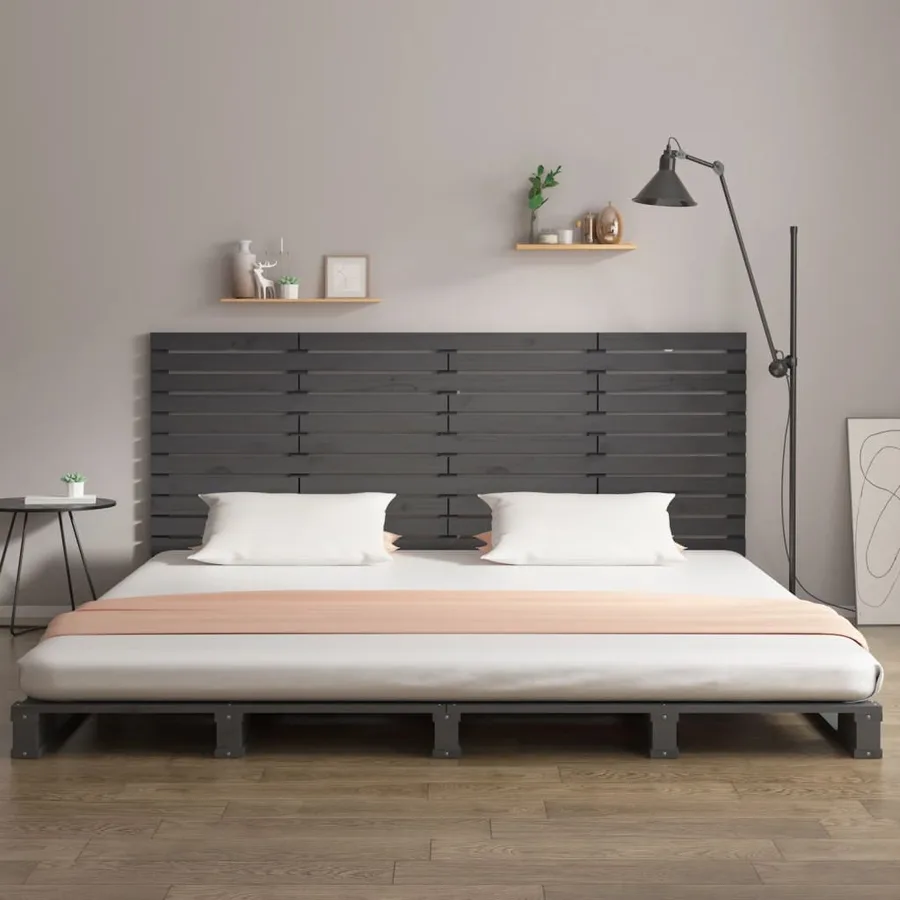 Tête de lit murale Gris 166x3x91,5 cm Bois massif de pin - 3