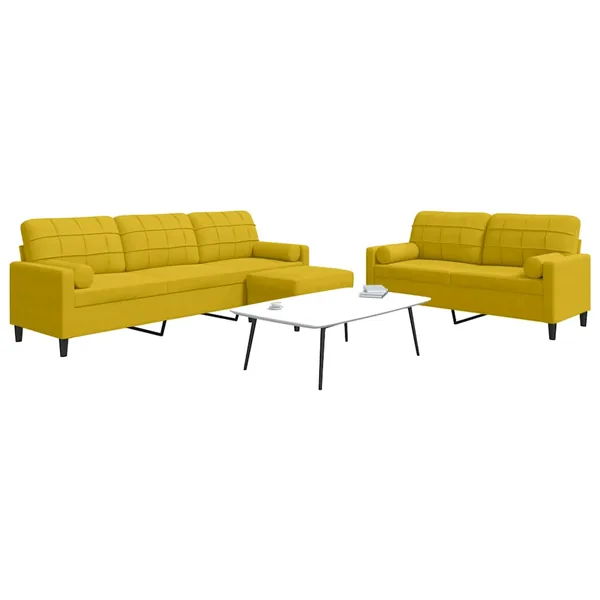 Ensemble de canapés 3 pcs avec coussins et traversins velours