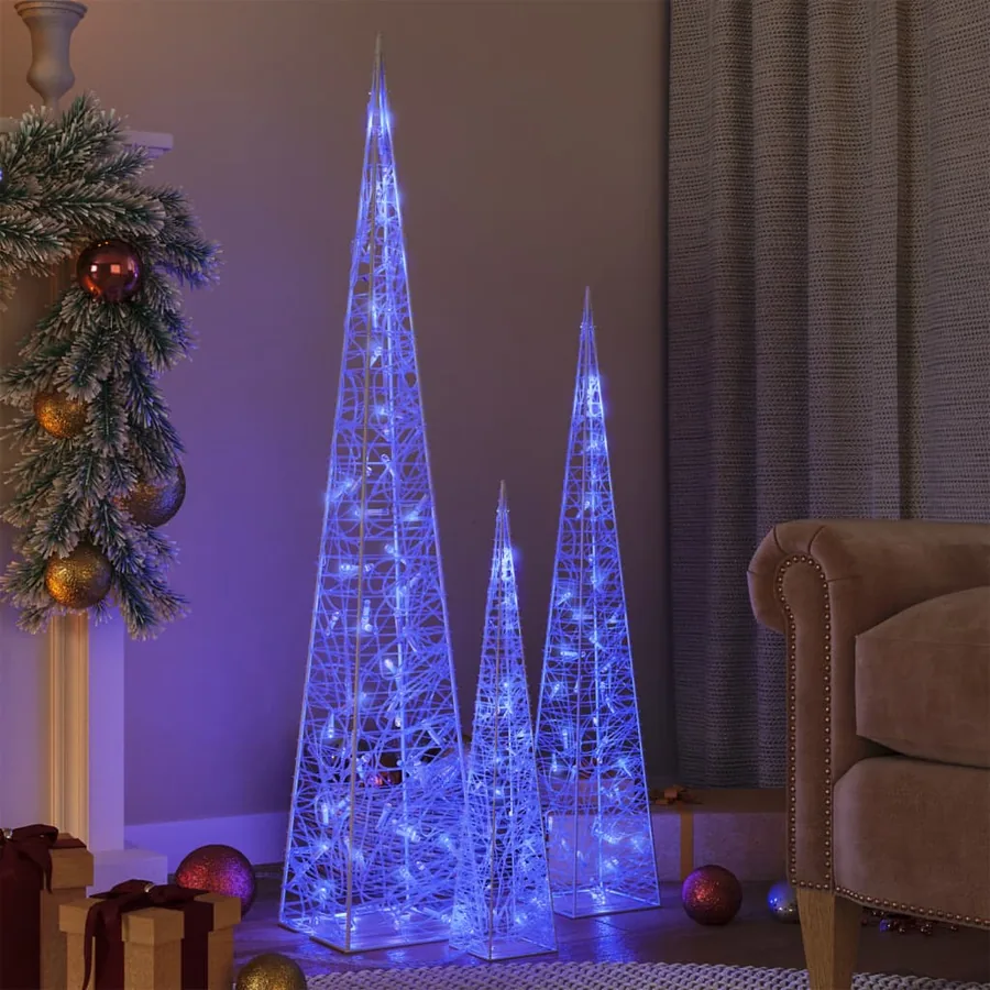 Jeu de cônes lumineux à LED Acrylique Bleu 60/90/120 cm