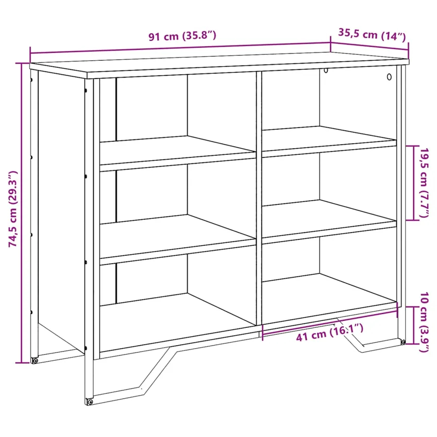 Buffet chêne fumé 91x35,5x74,5 cm bois d'ingénierie - 9
