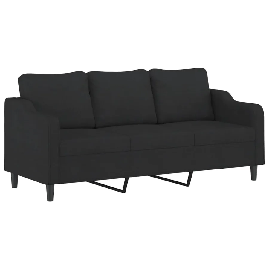 Ensemble de canapés 4 pcs avec coussins noir tissu - 5