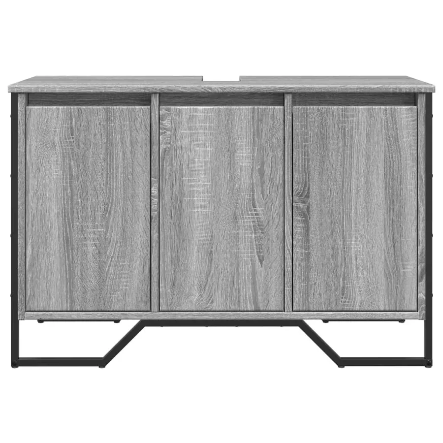 Armoire lavabo de salle de bain sonoma gris 91x35x60 cm - 4