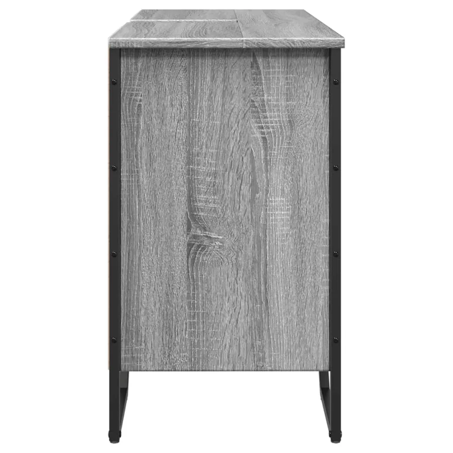 Armoire lavabo de salle de bain sonoma gris 91x35x60 cm - 5