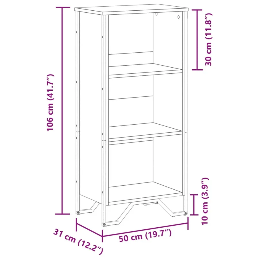 Bibliothèque chêne marron 50x31x106 cm bois d'ingénierie - 9