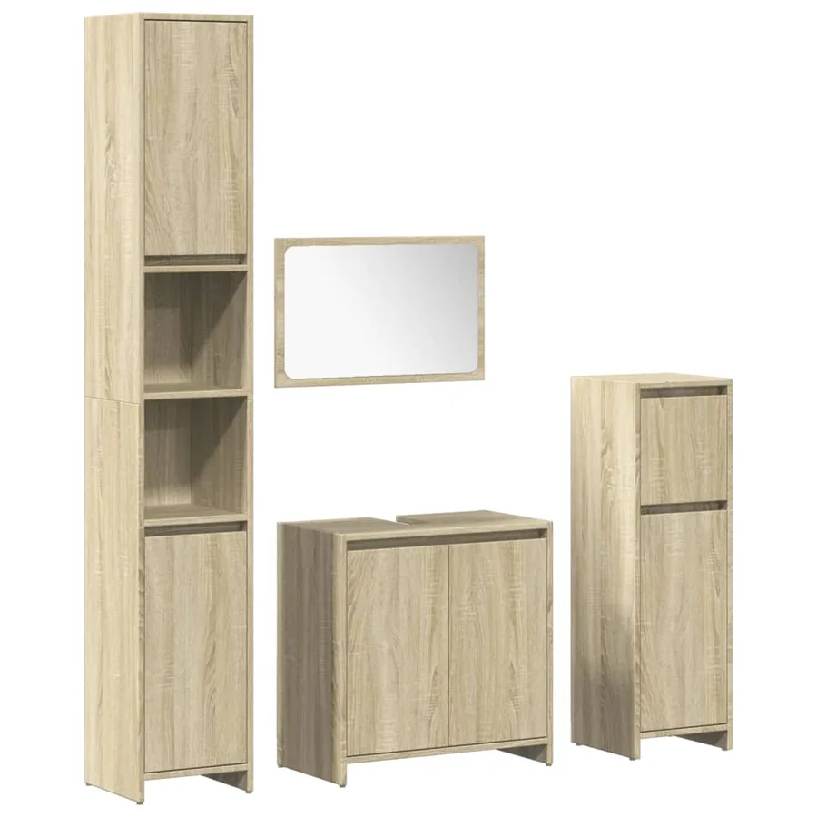 Ensemble de meubles de salle de bain 4 pcs chêne sonoma - 2