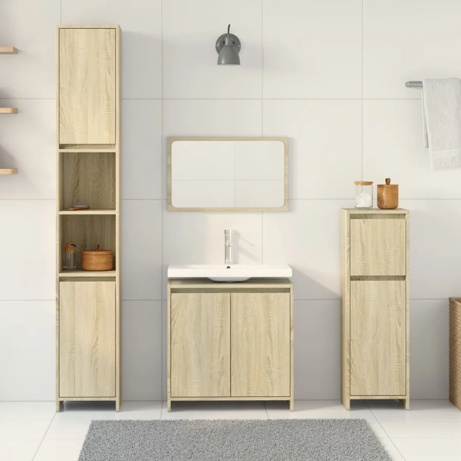 Ensemble de meubles de salle de bain 4 pcs chêne sonoma - 3