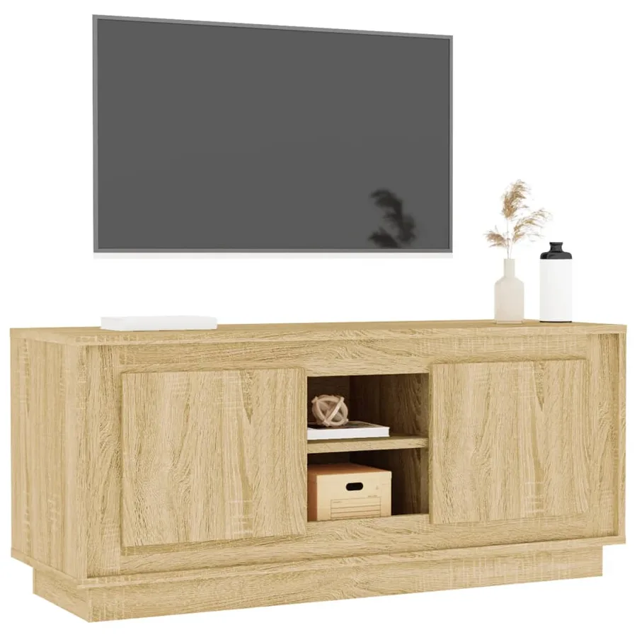 Meuble TV chêne sonoma 102x35x45 cm bois d'ingénierie - 4