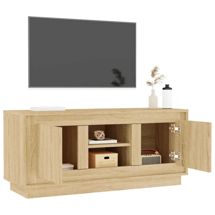 Meuble TV chêne sonoma 102x35x45 cm bois d'ingénierie - 5
