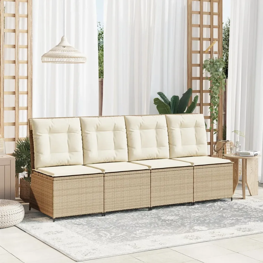 Canapé inclinable de jardin avec coussins beige résine tressée - 3