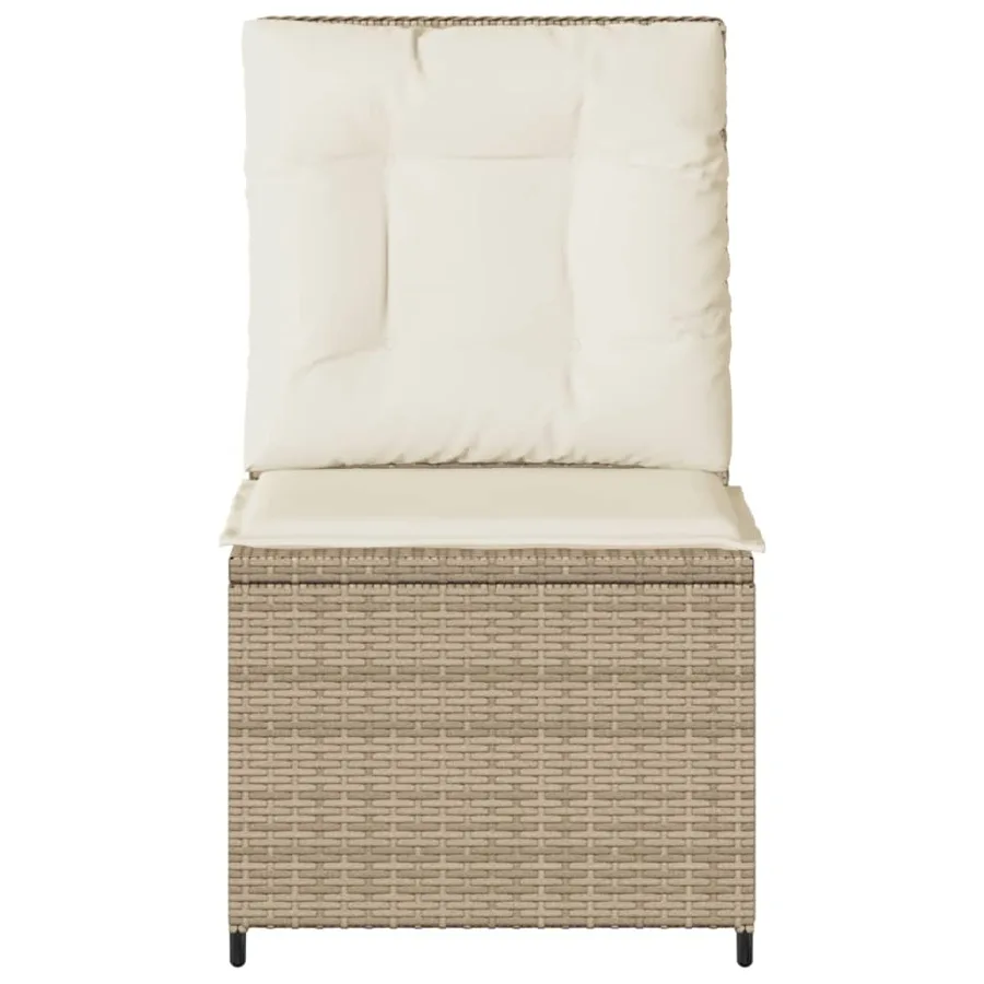 Canapé inclinable de jardin avec coussins beige résine tressée - 4