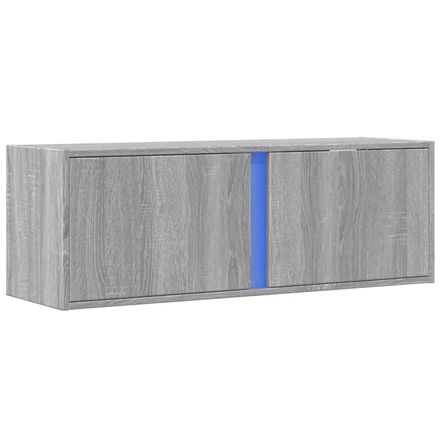 Meuble TV mural avec lumières LED sonoma gris 100x31x35 cm - 3