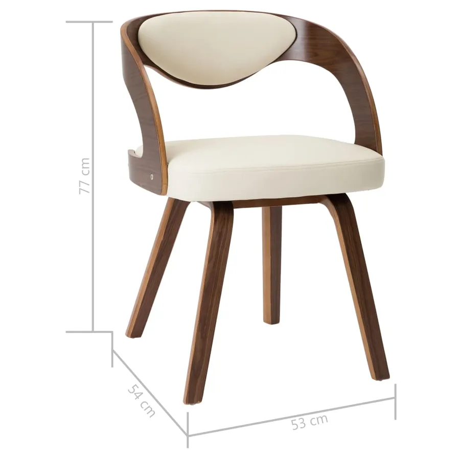 Chaises à manger lot de 2 crème bois courbé et similicuir - 7