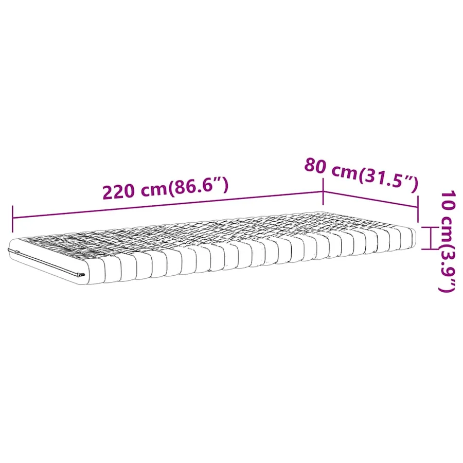 Matelas en mousse blanc 80x220 cm 7 zones dureté 20 ILD - 9
