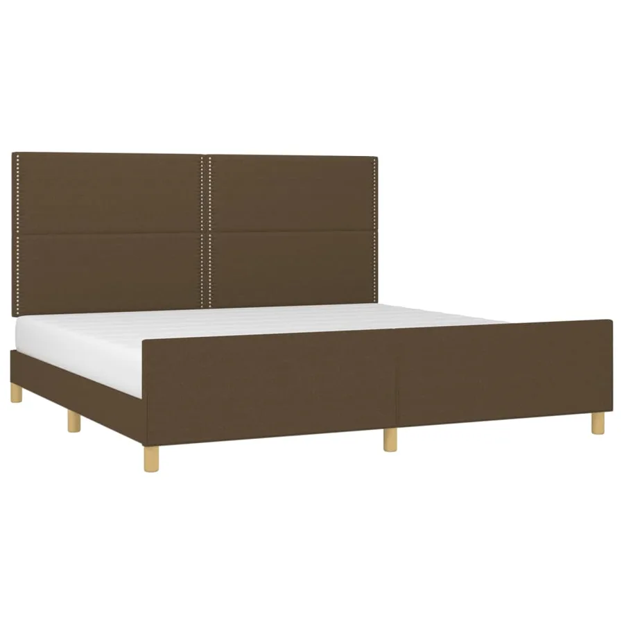 Cadre de lit sans matelas marron foncé 200x200 cm tissu - 3