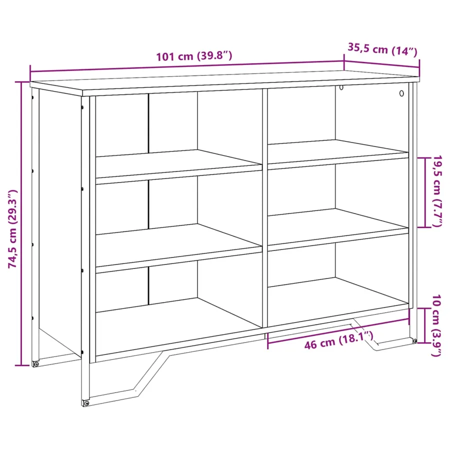 Buffet chêne marron 101x35,5x74,5 cm bois d'ingénierie - 9
