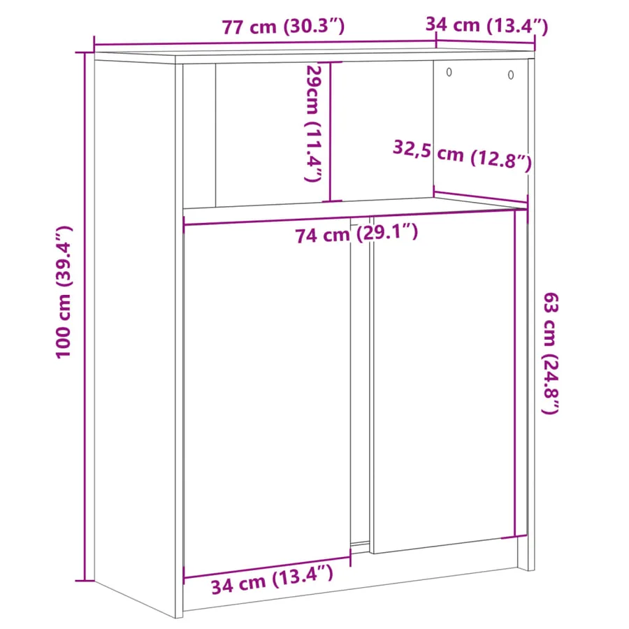 Buffet avec LED chêne sonoma 77x34x100 cm bois d'ingénierie - 14