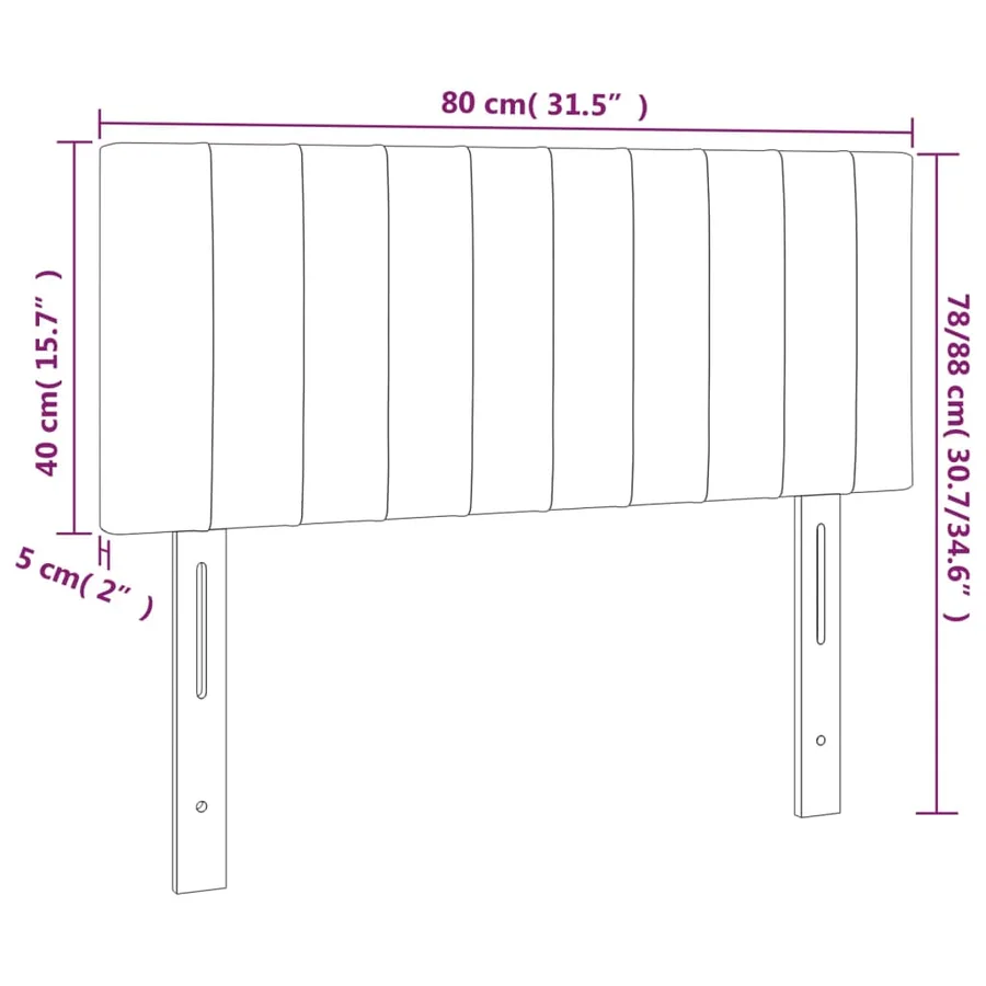 Tête de lit à LED Gris foncé 80x5x78/88 cm Tissu - 6