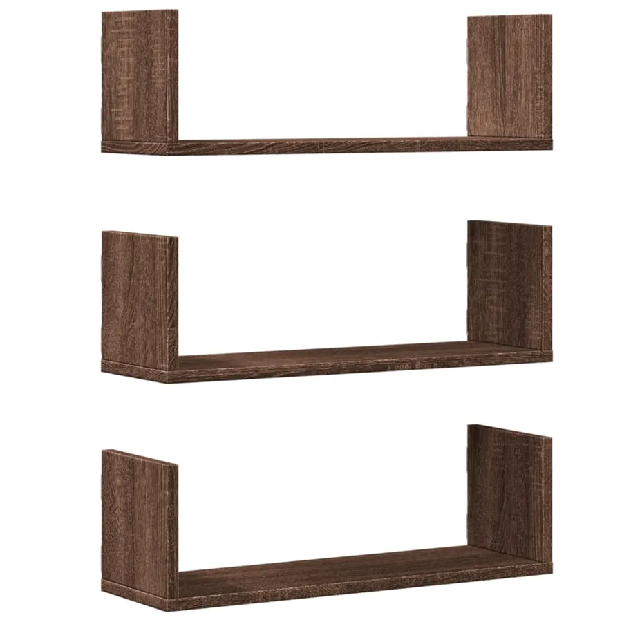 Étagères murales 3pcs chêne marron 58x18x18cm bois d'ingénierie - 2