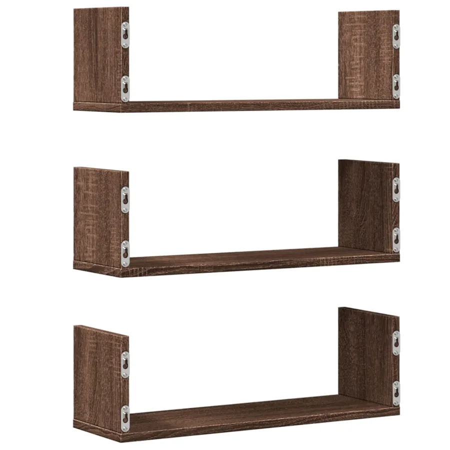 Étagères murales 3pcs chêne marron 58x18x18cm bois d'ingénierie - 6