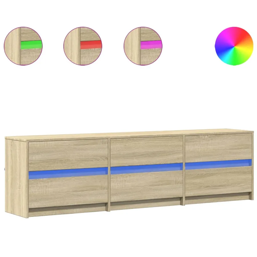 Meuble TV avec LED chêne sonoma 180x34x50 cm bois d'ingénierie - 2