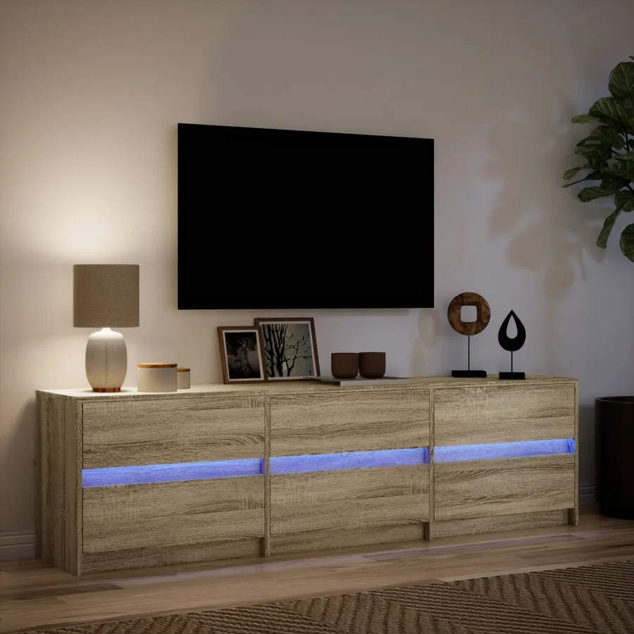 Meuble TV avec LED chêne sonoma 180x34x50 cm bois d'ingénierie - 5