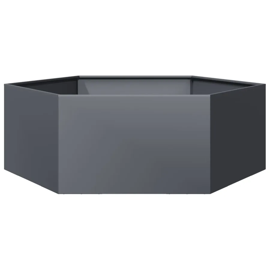 Jardinière anthracite hexagone 138x120x45 cm acier - 2