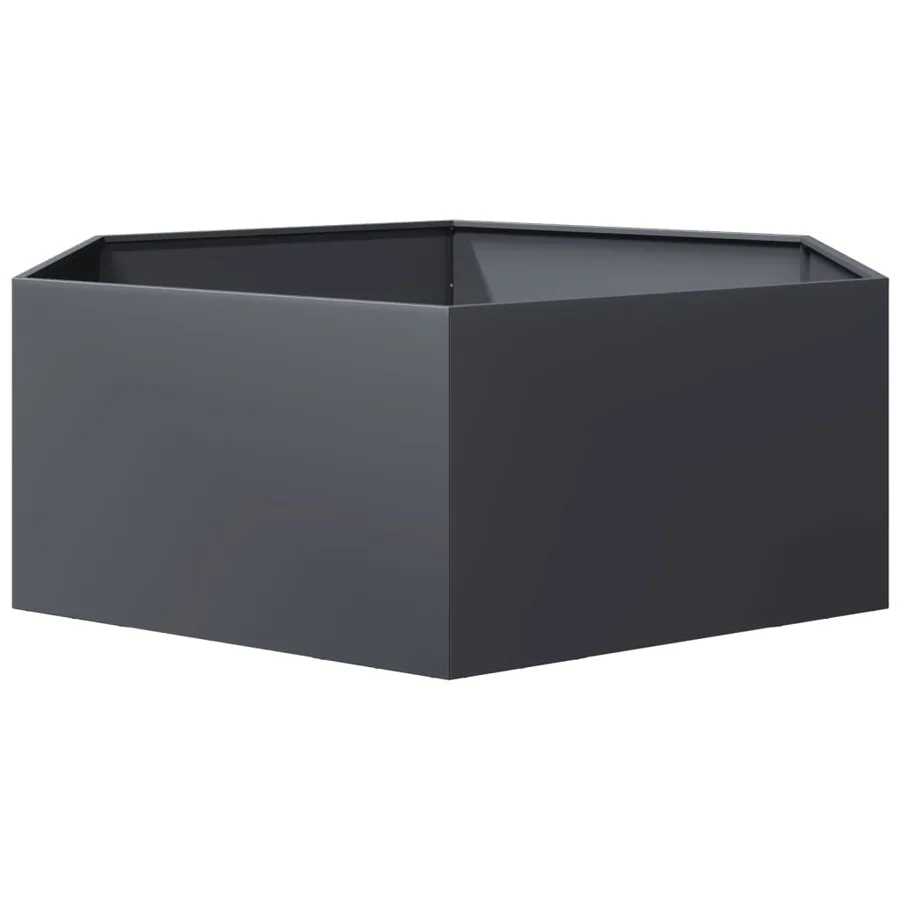 Jardinière anthracite hexagone 138x120x45 cm acier - 5