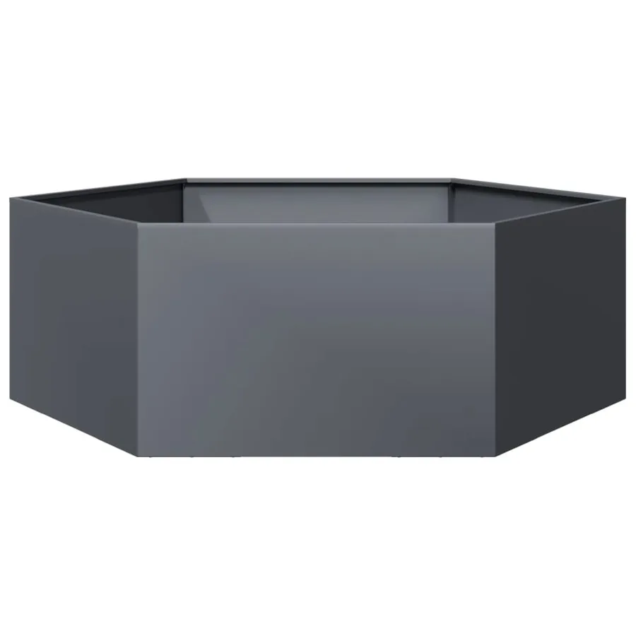 Jardinière anthracite hexagone 138x120x45 cm acier - 6