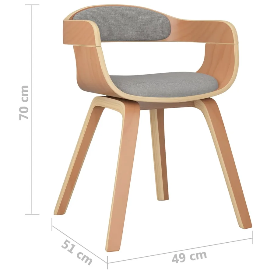 Chaise à manger Taupe Bois courbé et tissu - 6
