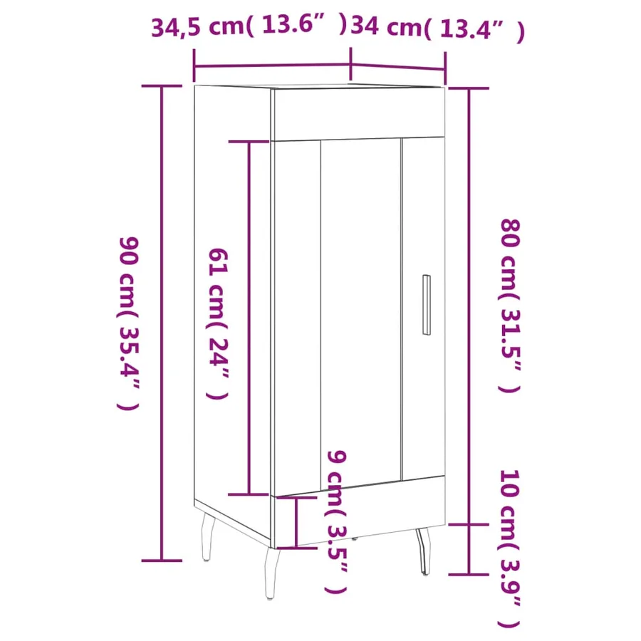Buffet blanc 34,5x34x90 cm bois d'ingénierie - 13