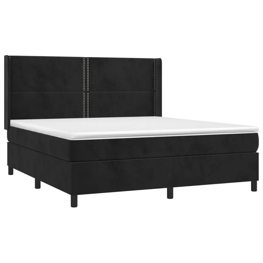 Sommier à lattes de lit matelas et LED Noir 180x200 cm Velours - 4