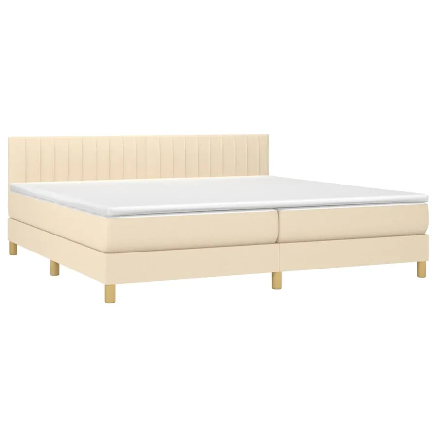 Sommier à lattes de lit et matelas et LED Crème 200x200cm Tissu - 4