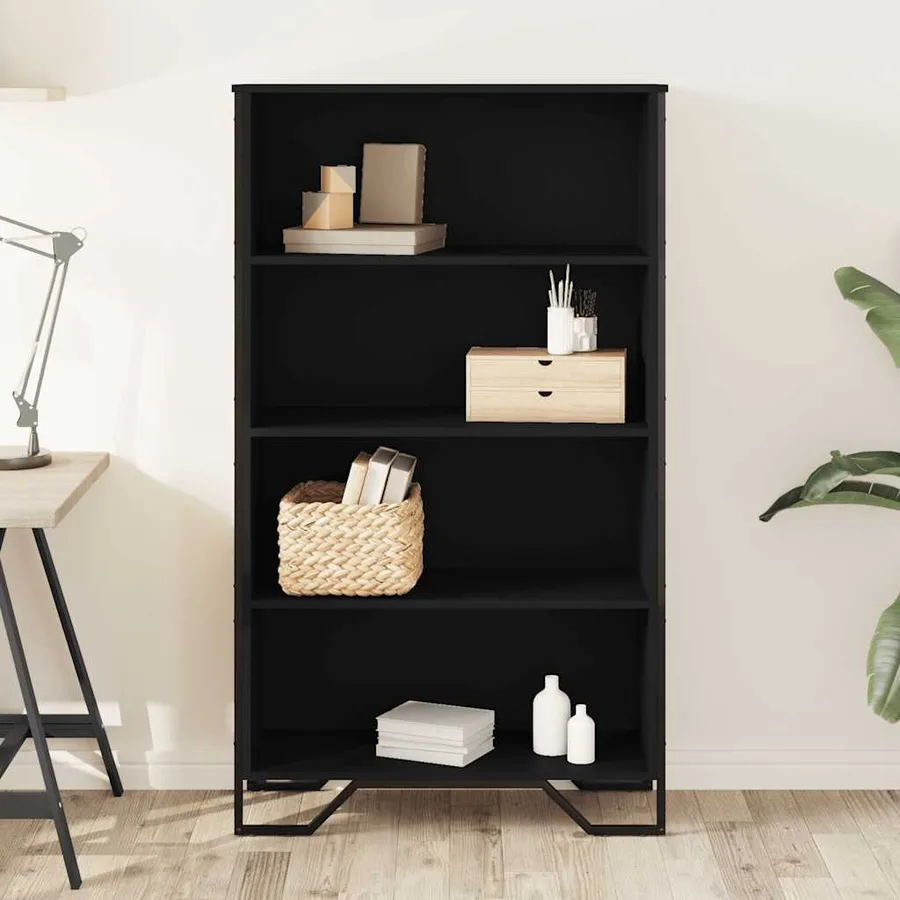 Bibliothèque noir 80x31x137,5 cm bois d'ingénierie - 3