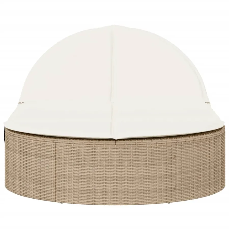 Chaise longue double avec coussins beige résine tressée - 3
