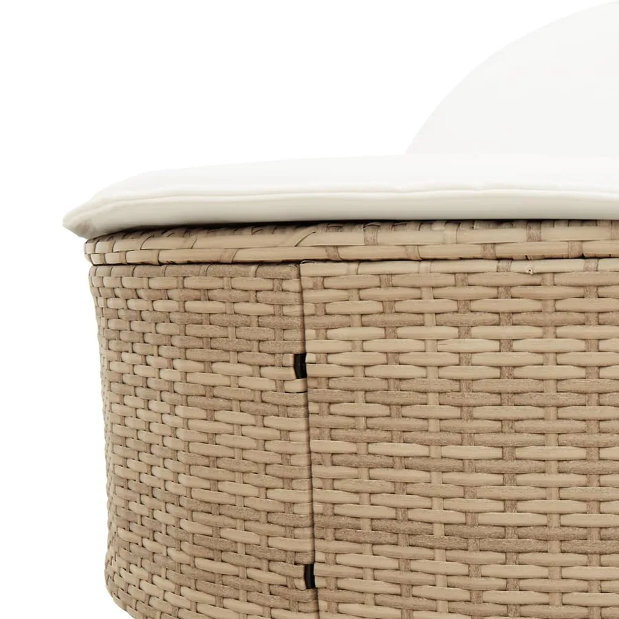 Chaise longue double avec coussins beige résine tressée - 7