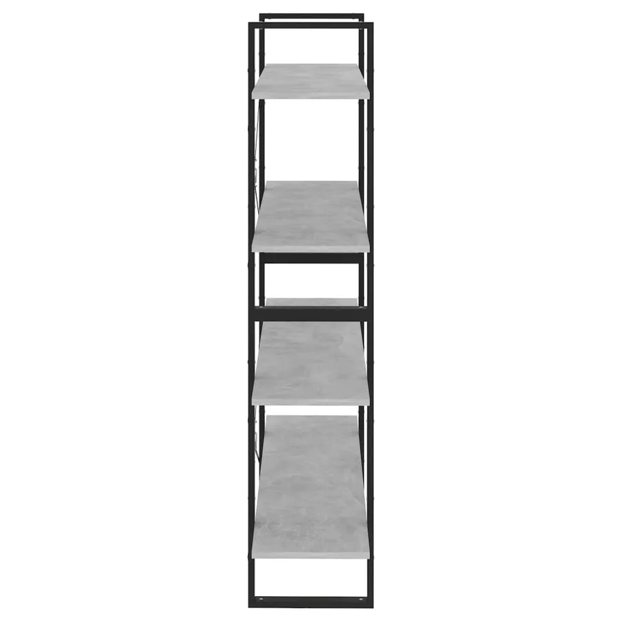 Bibliothèque à 4 niveaux gris béton bois d'ingénierie - 6