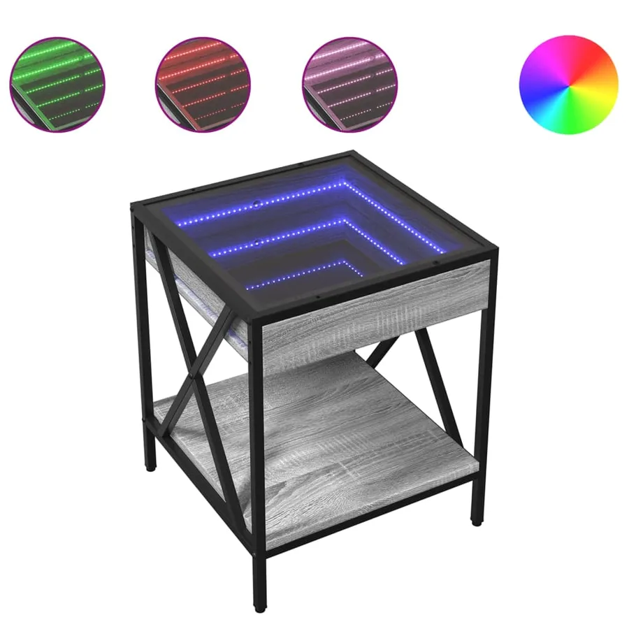 Table de chevet avec LED infini sonoma gris 40x40x49 cm - 2