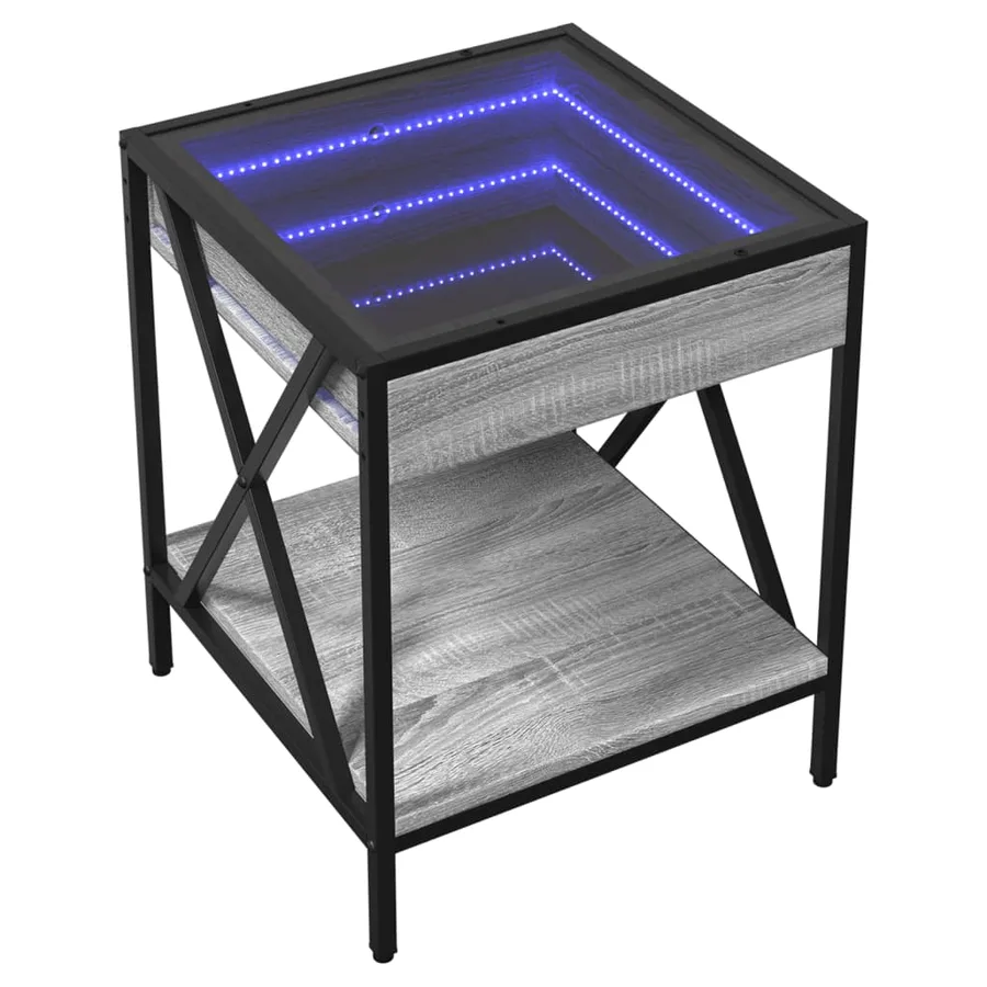 Table de chevet avec LED infini sonoma gris 40x40x49 cm - 3