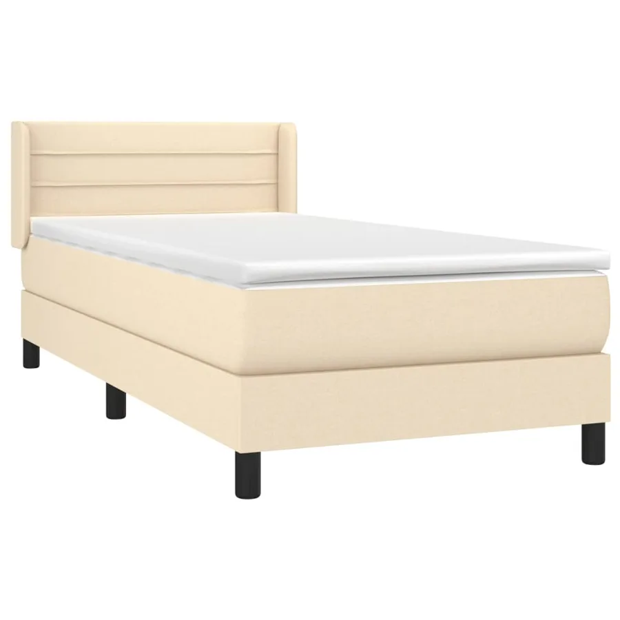 Sommier à lattes de lit avec matelas Crème 90x200 cm Tissu - 3